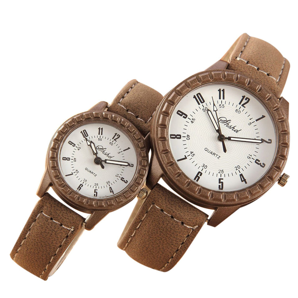 Vintage Leisure Imitation Wood Pair Watches Lovers Couple