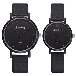 Fashion Couple Watches Set Women Man Leather Quartz Clock Retro Belt