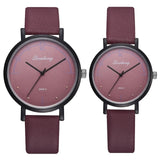 Fashion Couple Watches Set Women Man Leather Quartz Clock Retro Belt
