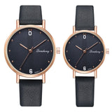 Fashion Couple Watches Set Women Man Leather Quartz Clock Retro Belt