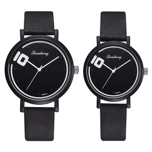 Fashion Couple Watches Set Women Man Leather Quartz Clock Retro Belt