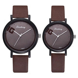 Fashion Couple Watches Set Women Man Leather Quartz Clock Retro Belt