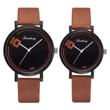 Fashion Couple Watches Set Women Man Leather Quartz Clock Retro Belt