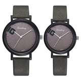 Fashion Couple Watches Set Women Man Leather Quartz Clock Retro Belt