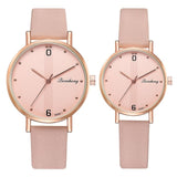Fashion Couple Watches Set Women Man Leather Quartz Clock Retro Belt
