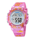 Navy Blue Camouflage Kids Watches LED Colorful Flash Digital Waterproof