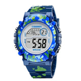 Navy Blue Camouflage Kids Watches LED Colorful Flash Digital Waterproof