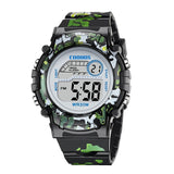 Navy Blue Camouflage Kids Watches LED Colorful Flash Digital Waterproof