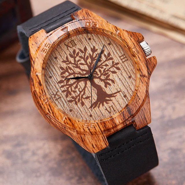 Creative Life Tree Imitation Wood Watch