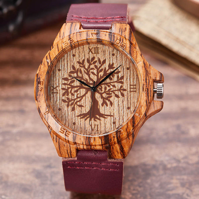 Creative Life Tree Imitation Wood Watch