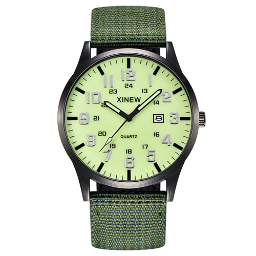 LVPAI Men Round Dial Nylon Strap Band Military