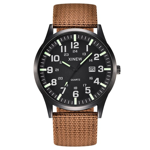 LVPAI Men Round Dial Nylon Strap Band Military