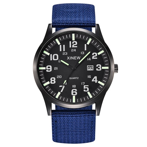 LVPAI Men Round Dial Nylon Strap Band Military