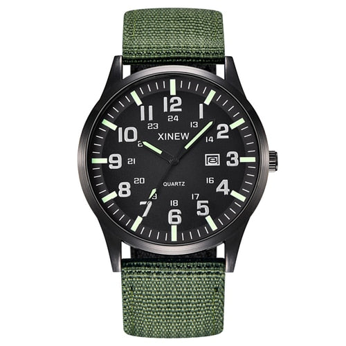 LVPAI Men Round Dial Nylon Strap Band Military
