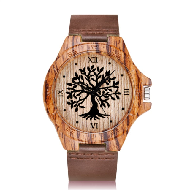 Creative Life Tree Imitation Wood Watch