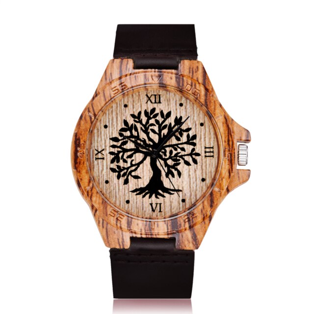 Creative Life Tree Imitation Wood Watch