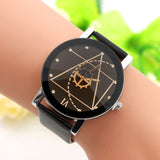 Fashion Gear Round Couple Watch Hot Sale Black and White Brown Dial Leather