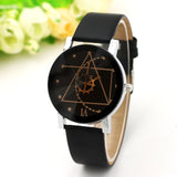 Fashion Gear Round Couple Watch Hot Sale Black and White Brown Dial Leather