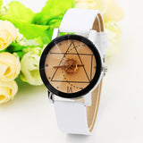 Fashion Gear Round Couple Watch Hot Sale Black and White Brown Dial Leather