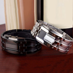 Fashion Couple Watch  Creative Stainless Steel Clock LED