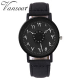 Vansvar Brand Black White Lover's Couple Watches Unique Arabic Numbers
