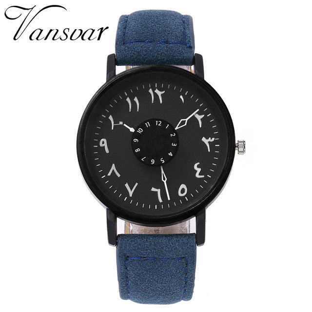 Vansvar Brand Black White Lover's Couple Watches Unique Arabic Numbers