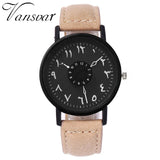 Vansvar Brand Black White Lover's Couple Watches Unique Arabic Numbers
