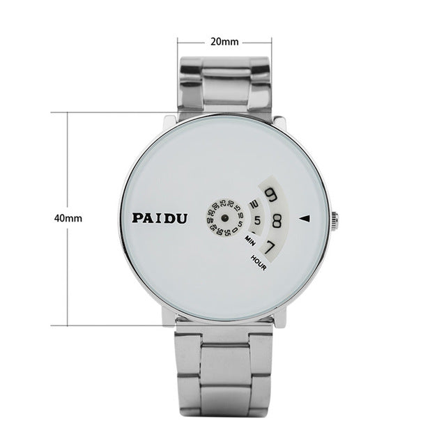 PAIDU Fashion Quartz Watch Mens Mesh Stainless Steel Male Watches Creative Clock