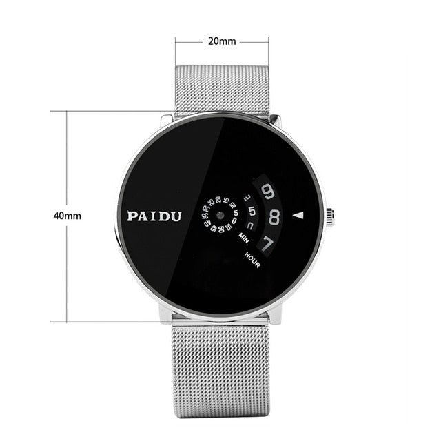 PAIDU Fashion Quartz Watch Mens Mesh Stainless Steel Male Watches Creative Clock