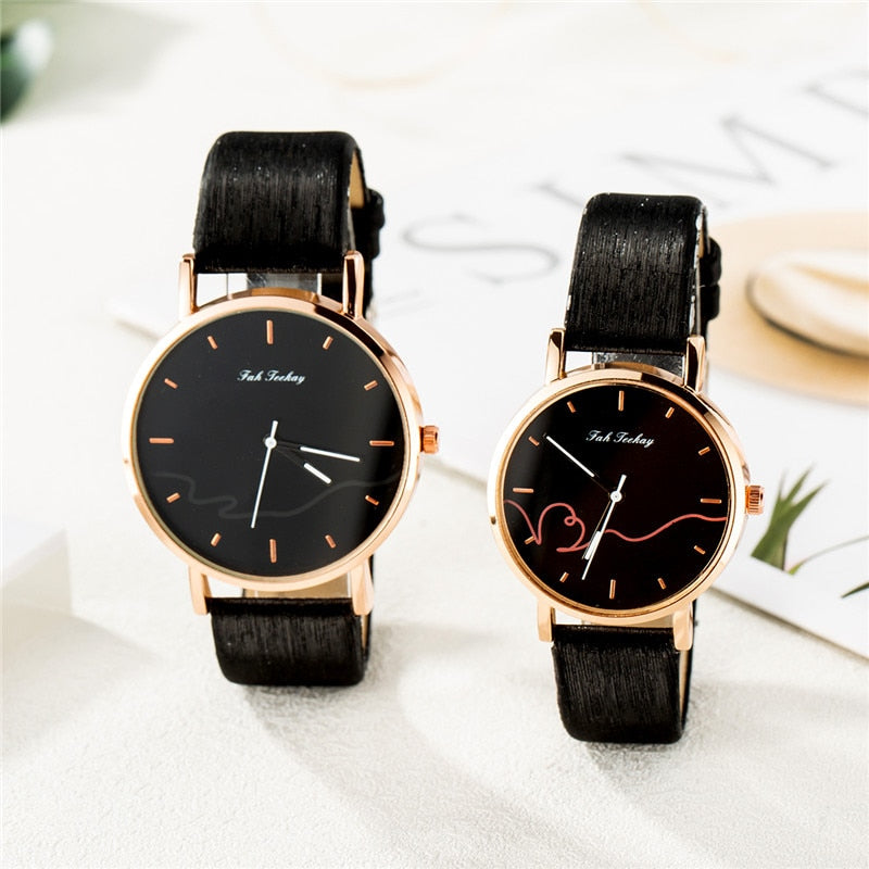 WJ-8733 Fashion Couple Watch Casual Leather Strap