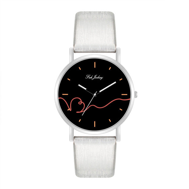 WJ-8733 Fashion Couple Watch Casual Leather Strap Wristwatch For couple