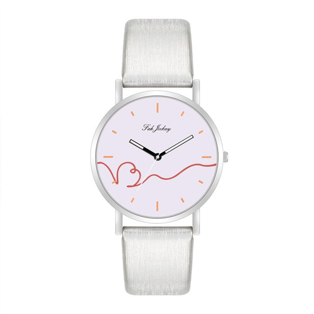 WJ-8733 Fashion Couple Watch Casual Leather Strap