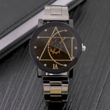 Fashion Gear Round Couple Watch Hot Sale Black and White Brown Dial Leather