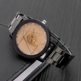 Fashion Gear Round Couple Watch Hot Sale Black and White Brown Dial Leather