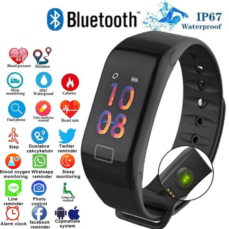 F1 Plus Smart Bracelet Heart Rate Color Screen Blood Pressure Fitness