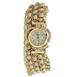Women's Braid Dress Quartz Wristwatch Crystal Diamond Bracelet Watch