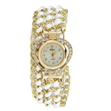 Women's Braid Dress Quartz Wristwatch Crystal Diamond Bracelet Watch