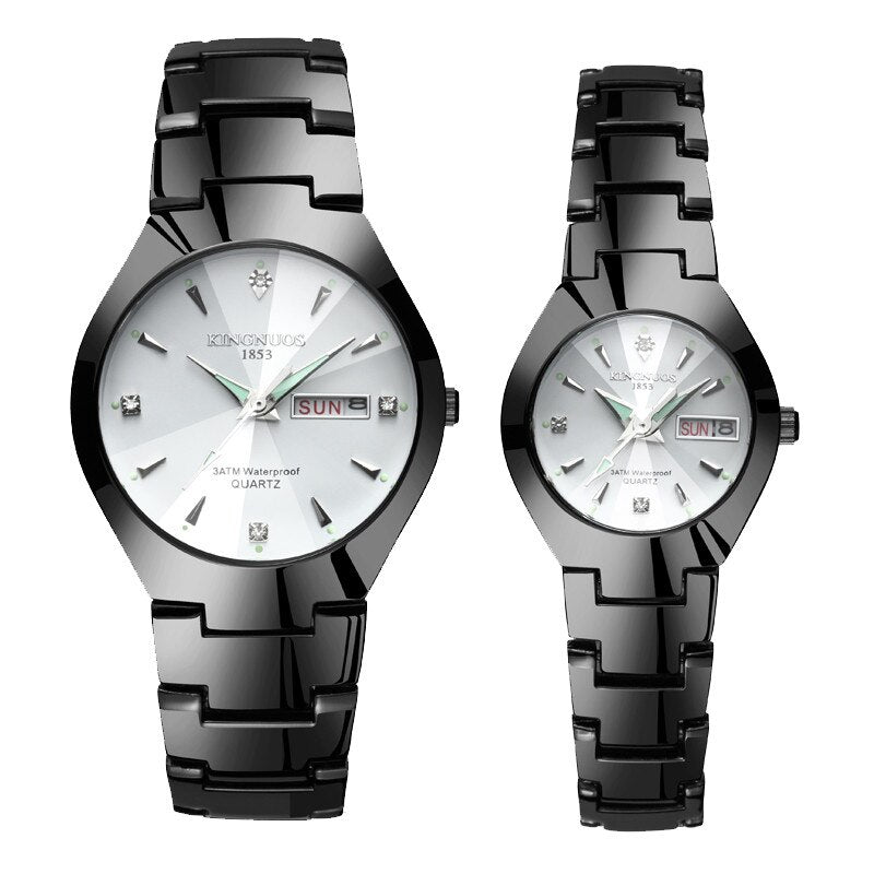 KINGNUOS Top Brand Fashion Quartz Waterproof Wristwatch Couple Clocks