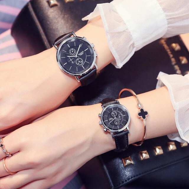 Women Watches Leather Band Fashion Couples Watch Waterproof
