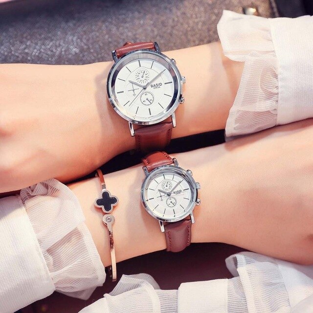 Women Watches Leather Band Fashion Couples Watch Waterproof