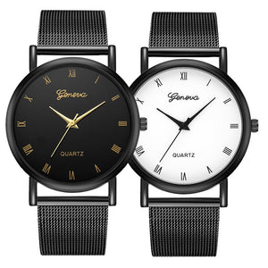 Casual Watch Man Woman Stainless Steel Black