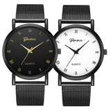 Casual Watch Man Woman Stainless Steel Black