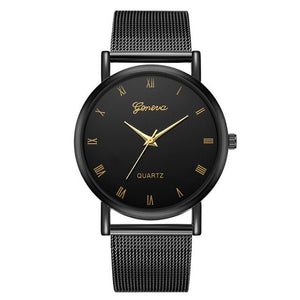 Casual Watch Man Woman Stainless Steel Black