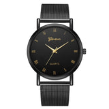 Casual Watch Man Woman Stainless Steel Black