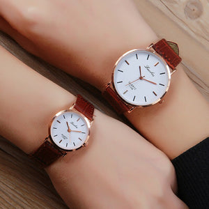 Simple Fashion Couple Watches Men Women Design PU Leather