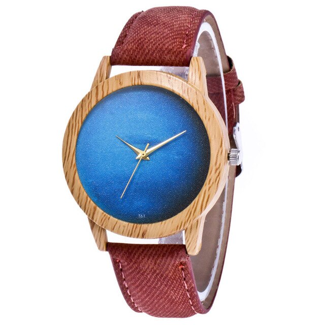 Women's Fashion Simple Style Casual Retro Round belt PU Leather Strap Analog Quartz