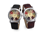 Women Fashion Unisex Watches Retro Harajuku Graffiti Pattern Watches Bohemian Style PU Leather Band Quartz