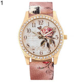 Retro Chinese Style Peony Pattern Watch Gilt Digital Quartz