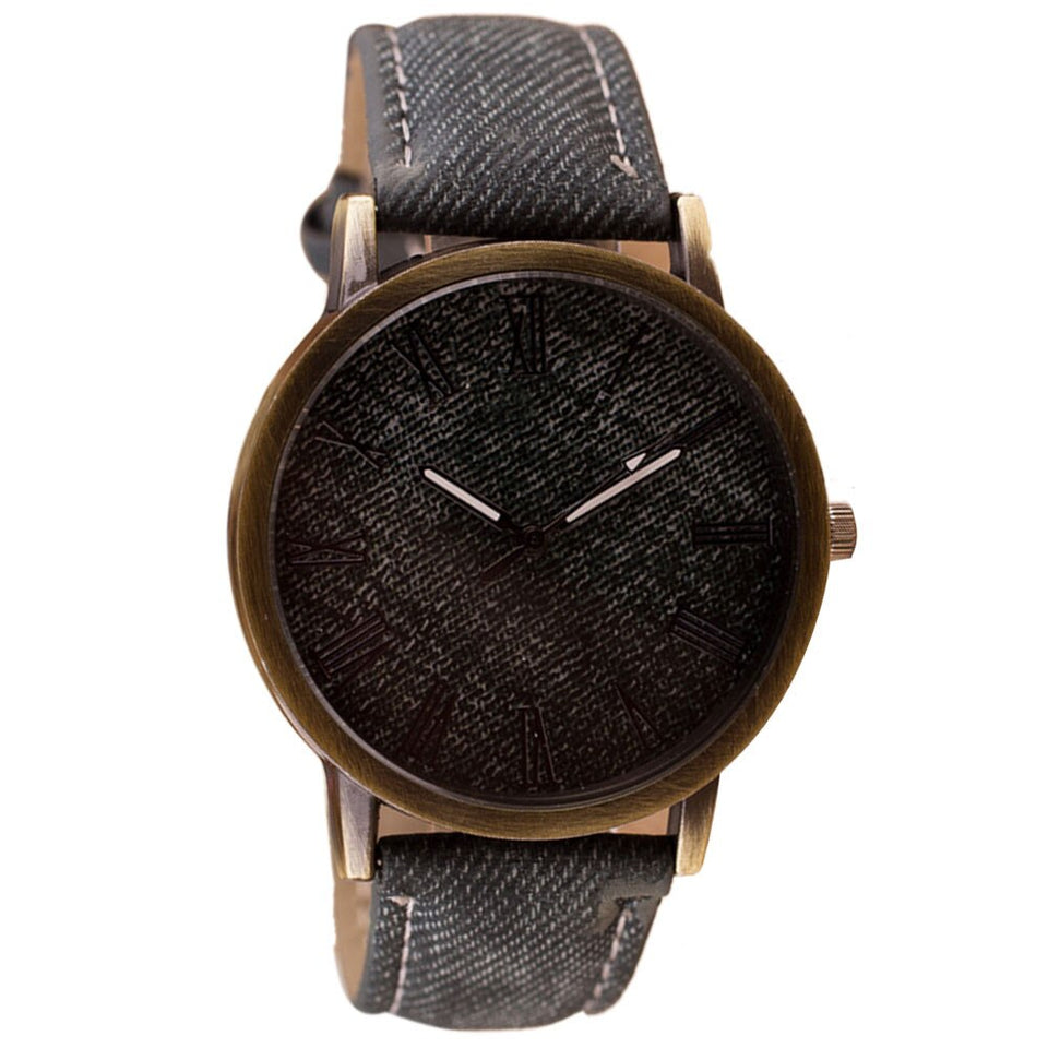 Splendid New Style Women Round Retro WristWatch Cowboy Leather Band Analog Quartz