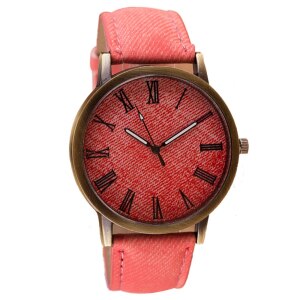 Splendid New Style Women Round Retro WristWatch Cowboy Leather Band Analog Quartz